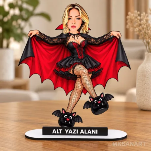 Cadılar Bayramı Karikatür MDF Karikatürlü Kişiye Özel Karika…