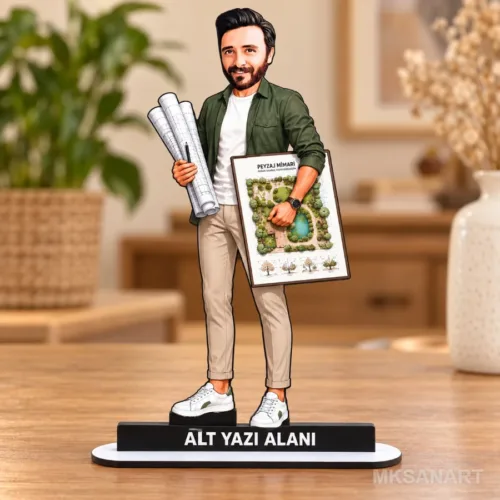 Kişiye Özel Erkek Peyzaj Mimari Kisiye Karikatürlü 18 cm MDF…