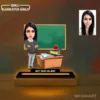 Kadın Öğretmen Karikatürlü Kişiye Özel Karikatürlü 14 cm MDF Işıklı Biblo – Öğretmen Hediyesi | Öğretmene Özel Hediye