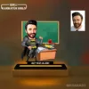 Kişiye Özel Süper Öğretmen Karikatürlü 14 cm MDF Işıklı Biblo – Öğretmen Hediyesi | Öğretmene Özel Hediye