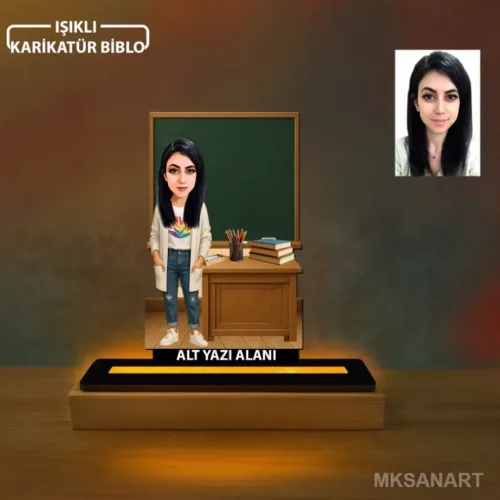 Kadın Sınıf Öğretmen Temalı Kişiye Özel Karikatürlü 14 cm MD…
