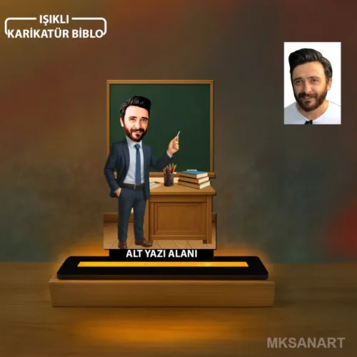Fotoğraftan Kişiye Özel Erkek Sınıf Öğretmeni Karikatürlü 14…