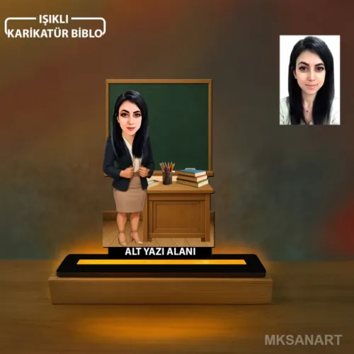 Kadın Sınıf Öğretmen Karikatürlü Kişiye Özel Karikatürlü 14…