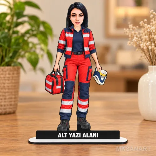 Kişiye Özel Kadin Paramedik Kisiye Ahsap Karikatürlü 18 cm M…