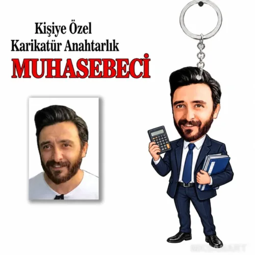 Fotoğraftan Kişiye Özel Kişiye Muhasebeci Karikatür Anahtarl…