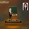 Kişiye Özel Kadın Din Kültürü Öğretmeni Karikatürlü 14 cm MDF Işıklı Biblo – Öğretmen Hediyesi | Öğretmene Özel Hediye