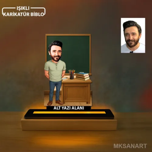 Fotoğraftan Kişiye Özel Erkek Sınıf Öğretmeni Karikatürlü 14…