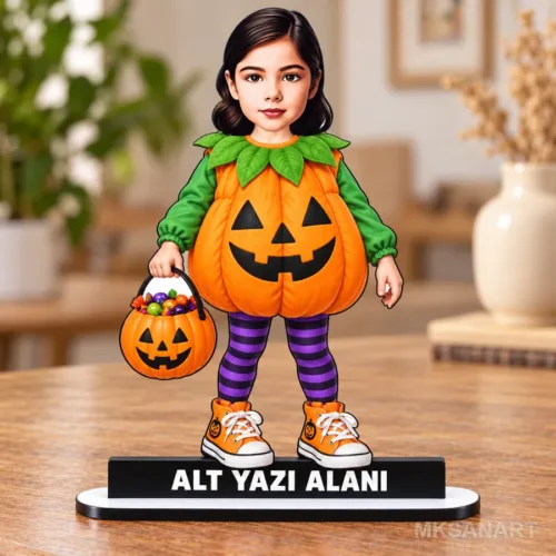 Kişiye Özel Halloween Kız Çocuk Bal Kabağı Karikatürlü 18 cm…