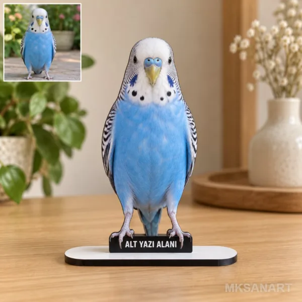 Evcil Hayvan Fotoğraflı MDF Temalı Kişiye Özel Karikatürlü 18 cm MDF Masaüstü Biblo - Masaüstü Hediye 3. Model