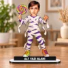 Kişiye Özel Halloween Mumya Erkek Çocuk Kostümlü Karikatürlü 18 cm MDF Masaüstü Biblo – Masaüstü Hediye