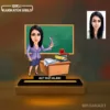 Kişiye Özel Kadın Kimya Öğretmen Karikatürlü 14 cm MDF Işıklı Biblo – Öğretmen Hediyesi | Öğretmene Özel Hediye