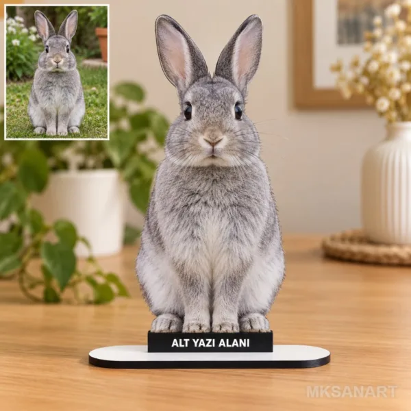 Evcil Hayvan Fotoğraflı MDF Temalı Kişiye Özel Karikatürlü 18 cm MDF Masaüstü Biblo - Masaüstü Hediye 4. Model