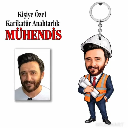 Fotoğraftan Kişiye Özel Kişiye Mühendis Anahtarlık Karikatür…